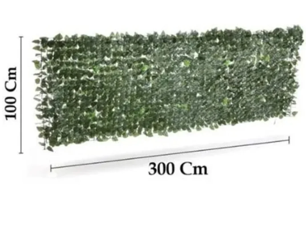SIEPE SINTETICA 1X3 MT ARTIFICIALE FOGLIE FOGLIAME EDERA SUPPORTO RECINZIONE - immagine 3